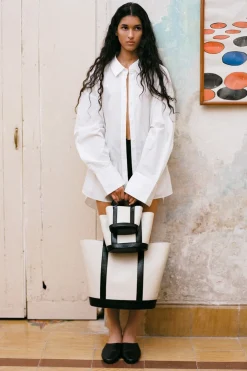 STAUD ALLORA MICRO TOTE  CREAM BLACK Best