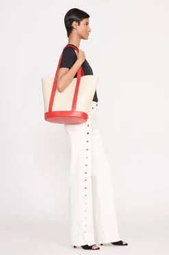 STAUD ALLORA TOTE  CREAM RED ROSE REDROSE Clearance