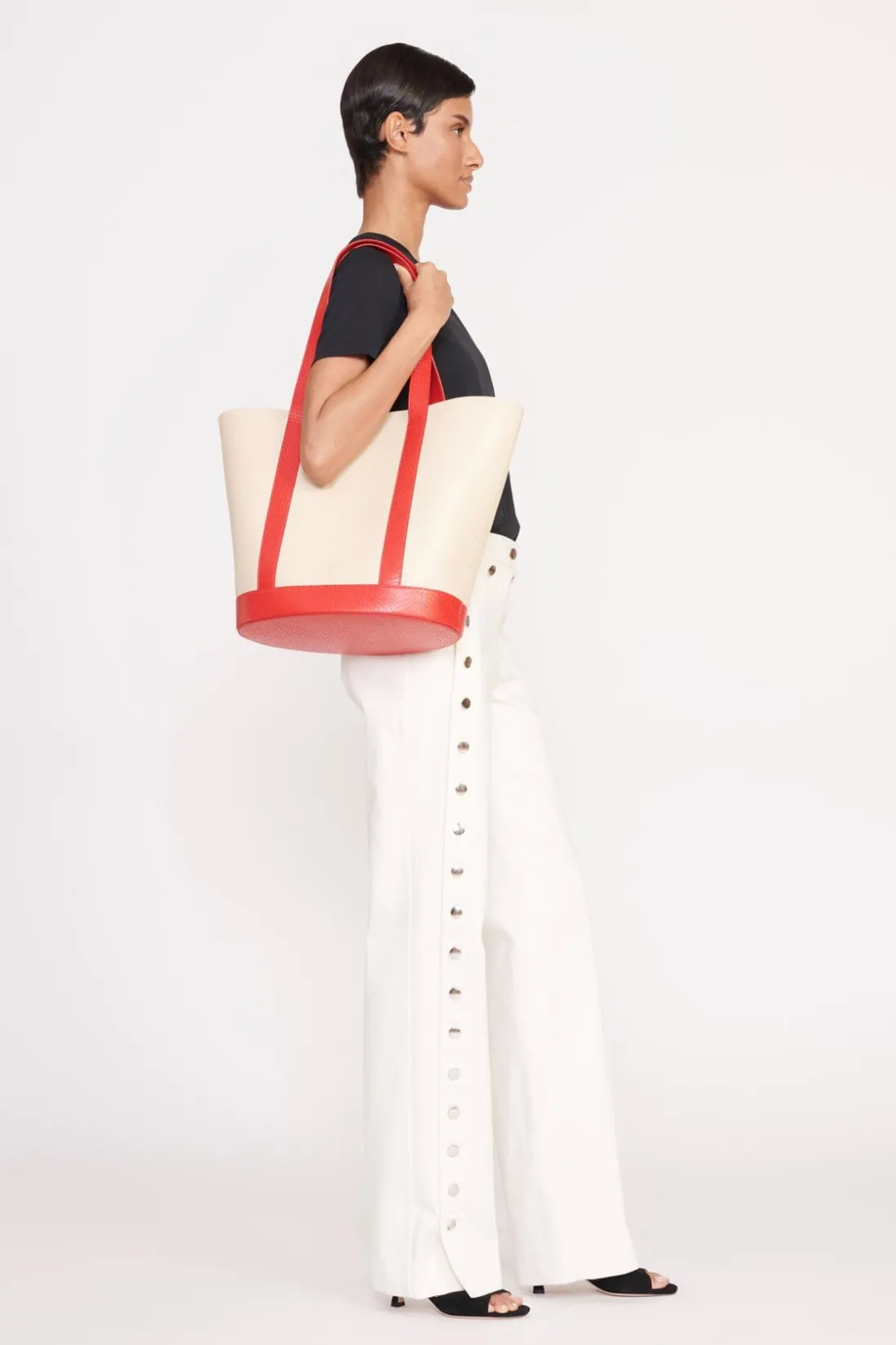 STAUD ALLORA TOTE CREAM RED ROSE REDROSE Clearance