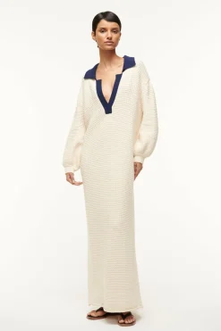 STAUD ALTEA DRESS  IVORY NAVY IVORYNAVY New