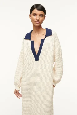 STAUD ALTEA DRESS IVORY NAVY IVORYNAVY New