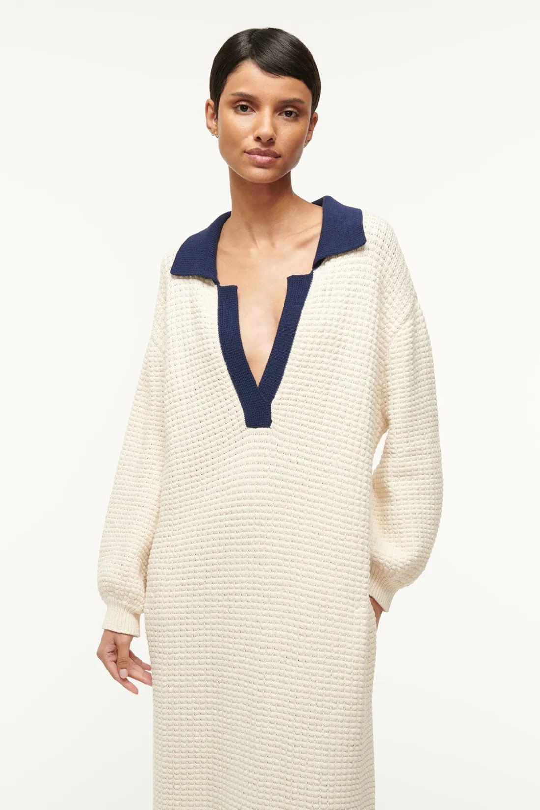 STAUD ALTEA DRESS IVORY NAVY IVORYNAVY New