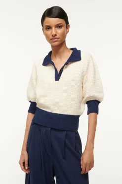 STAUD ALTEA SWEATER  IVORY NAVY IVORYNAVY Online