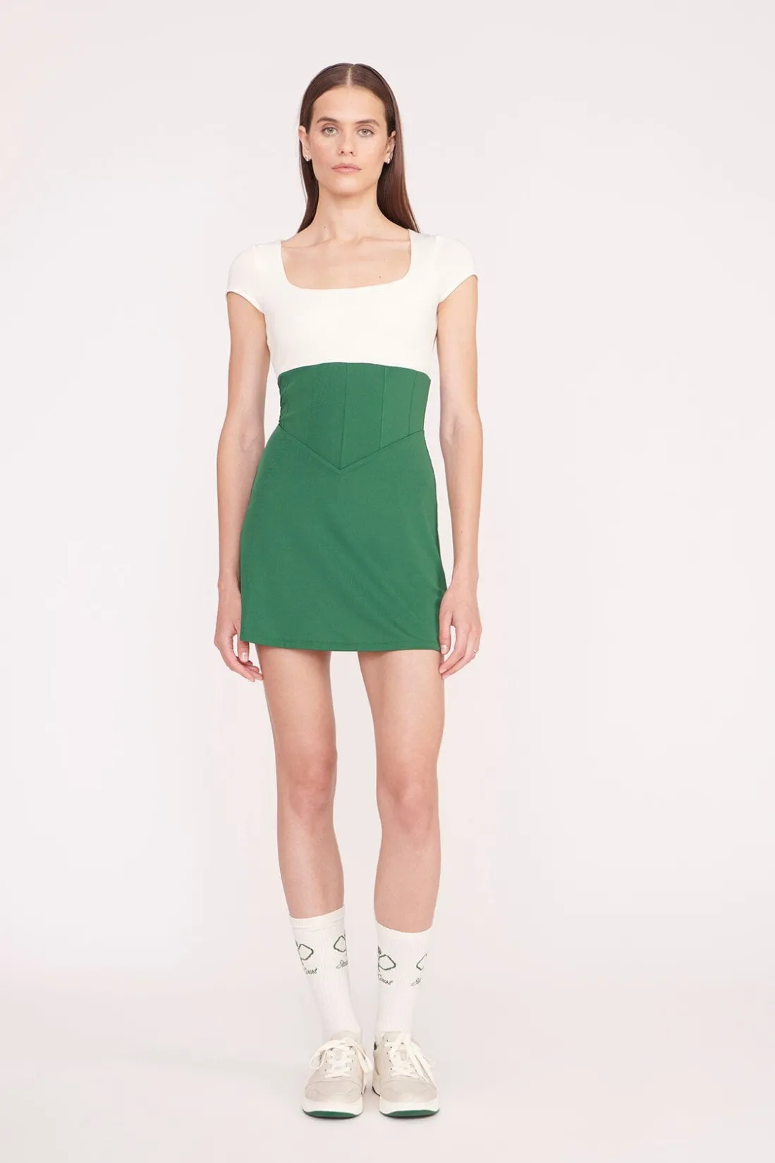 STAUD BACKSPIN DRESS COURT GREEN IVORY COURTGREENIVORY Online