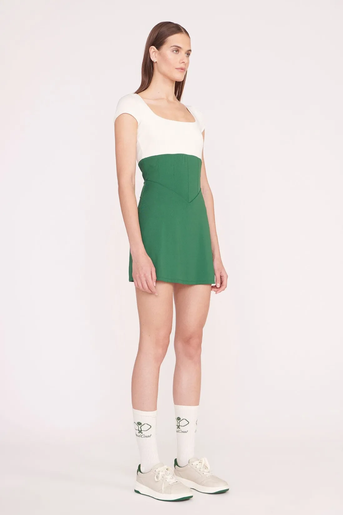 STAUD BACKSPIN DRESS COURT GREEN IVORY COURTGREENIVORY Online