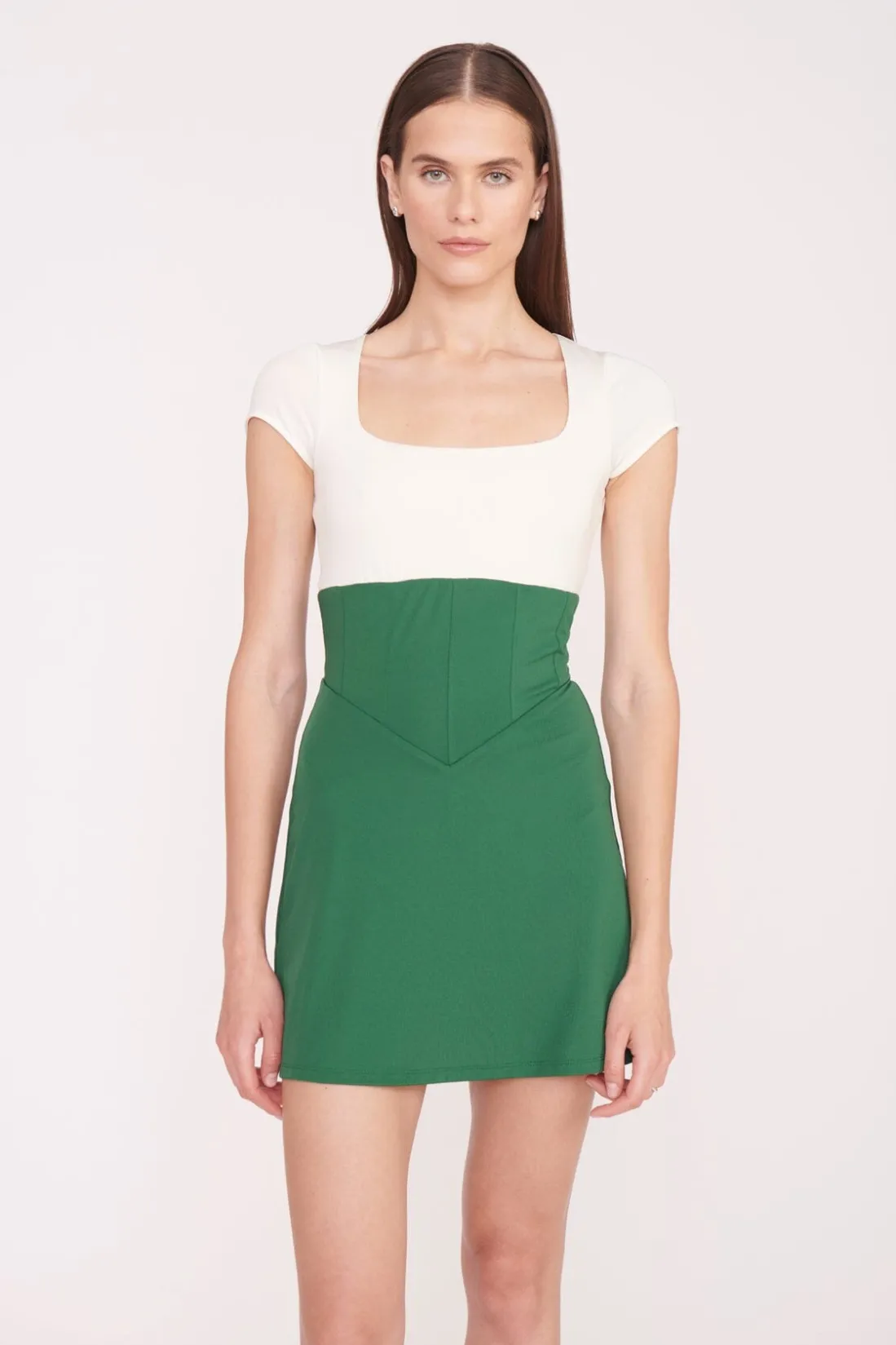 STAUD BACKSPIN DRESS COURT GREEN IVORY COURTGREENIVORY Online