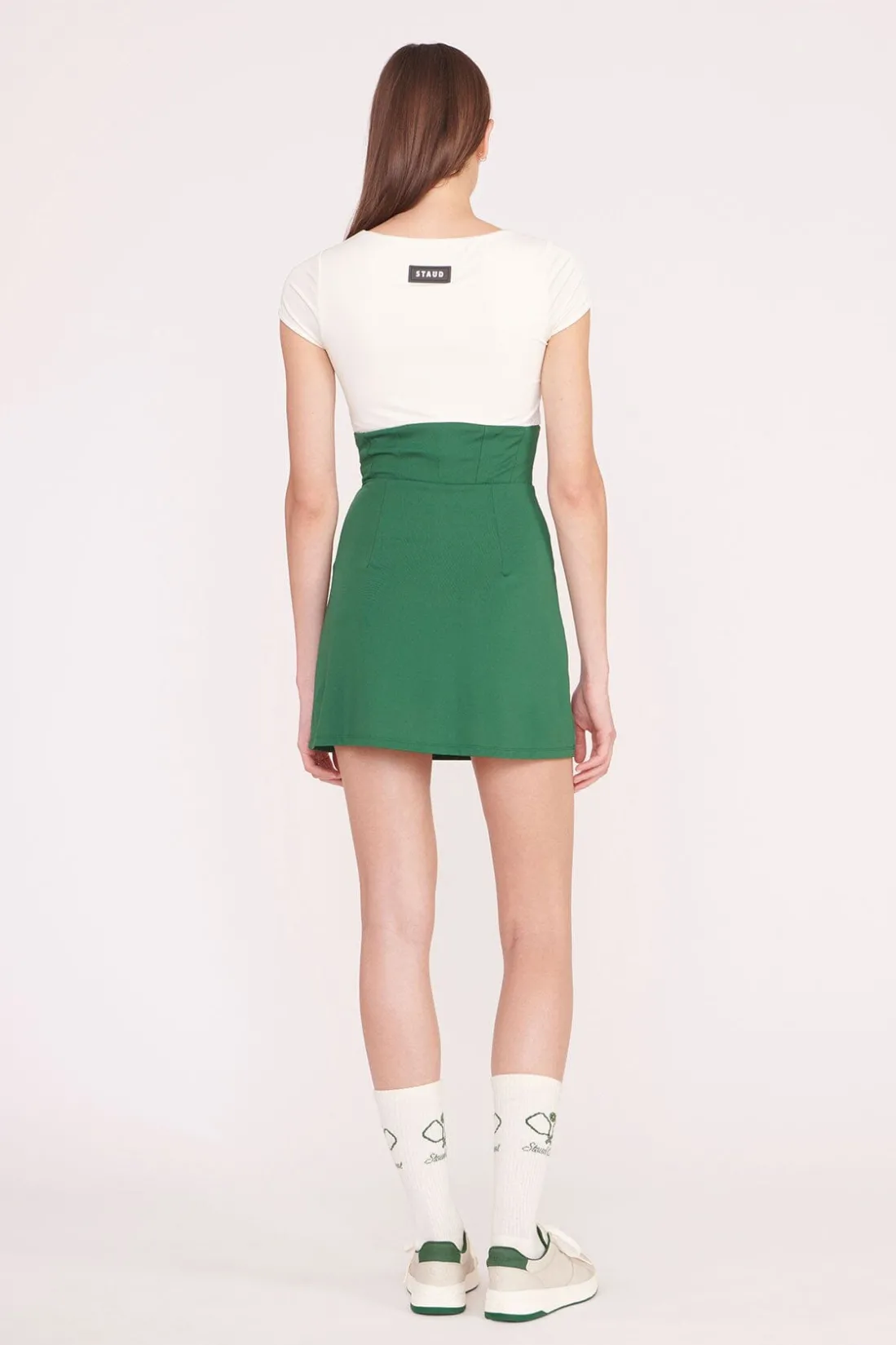 STAUD BACKSPIN DRESS COURT GREEN IVORY COURTGREENIVORY Online