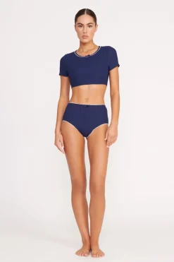 STAUD BRENTON HIGH RISE BIKINI BOTTOM  NAVY WHITE NAVYWHITE Outlet