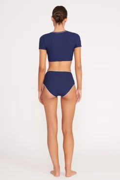 STAUD BRENTON HIGH RISE BIKINI BOTTOM NAVY WHITE NAVYWHITE Outlet