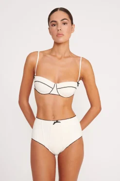 STAUD BRENTON HIGH RISE BIKINI BOTTOM  IVORY BLACK IVORYBLACK New