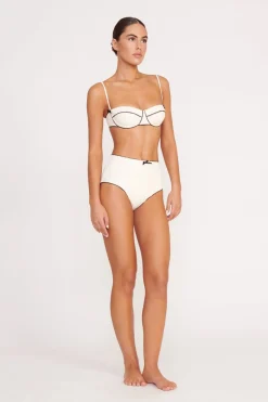 STAUD BRENTON HIGH RISE BIKINI BOTTOM IVORY BLACK IVORYBLACK New
