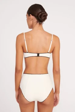STAUD BRENTON HIGH RISE BIKINI BOTTOM IVORY BLACK IVORYBLACK New