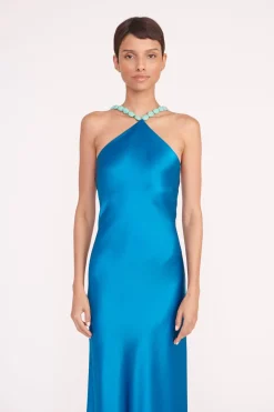 STAUD CADENCE DRESS  ISLAND BLUE ISLANDBLUE