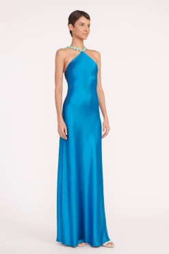 STAUD CADENCE DRESS ISLAND BLUE ISLANDBLUE