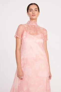STAUD CALLUNA DRESS  CHERRY BLOSSOM IVORY TOILE CHERRYBLOSSOMIVORYTOILE New