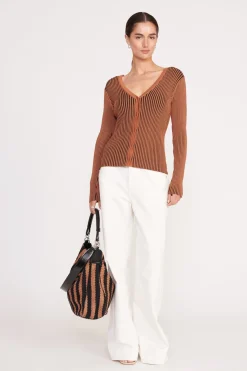 STAUD CARGO SWEATER  BLACK TAN BLACKTAN New