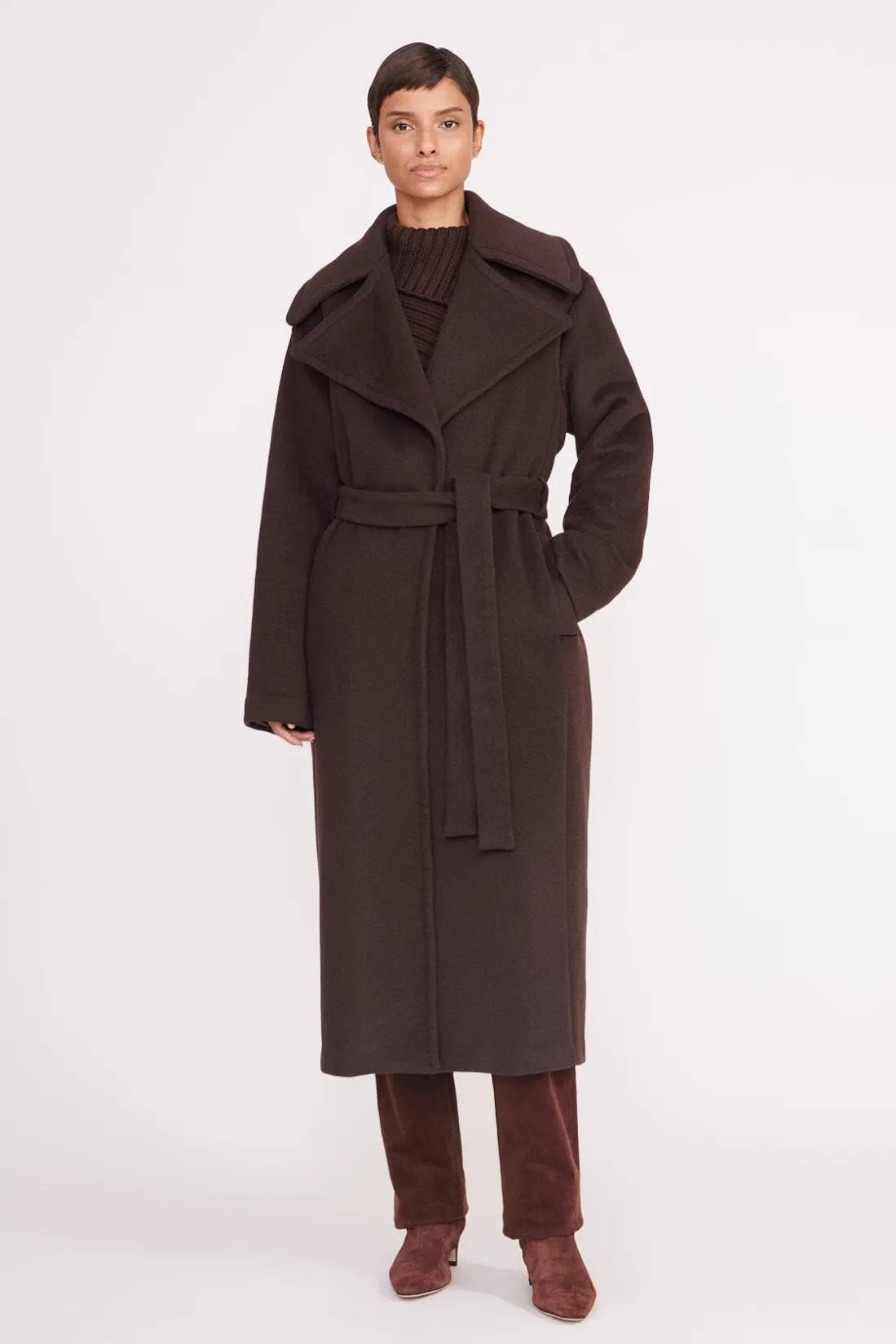 STAUD CARVER COAT DARK CHOCOLATE DARKCHOCOLATE Sale