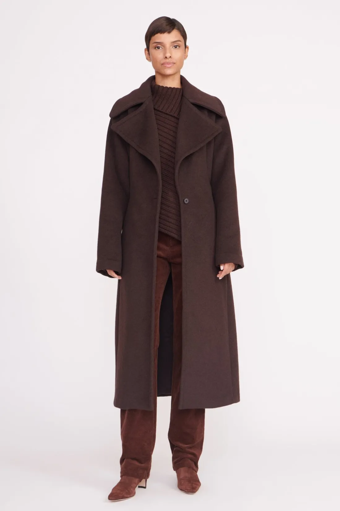 STAUD CARVER COAT DARK CHOCOLATE DARKCHOCOLATE Sale
