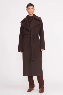 STAUD CARVER COAT DARK CHOCOLATE DARKCHOCOLATE Sale