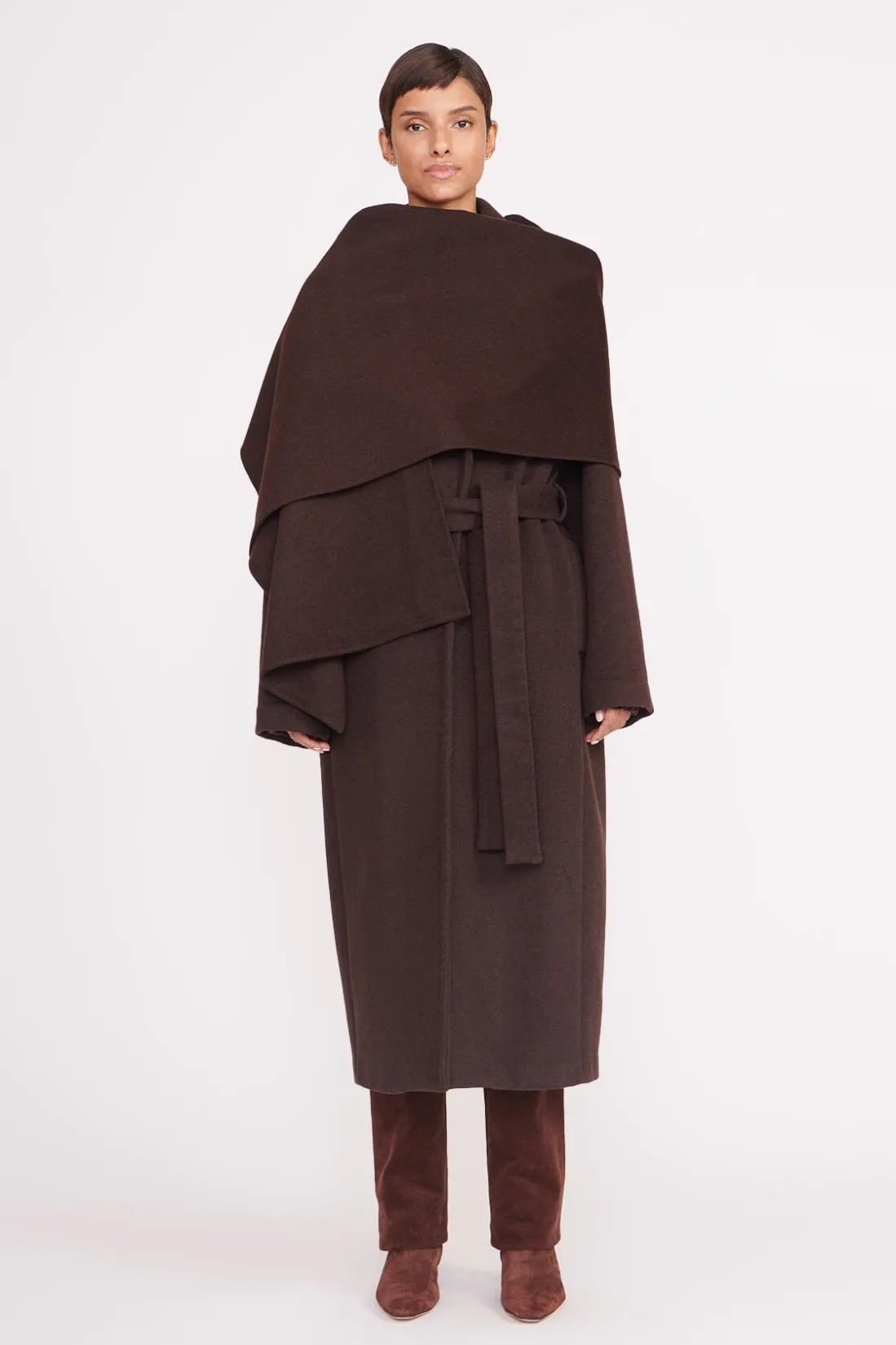 STAUD CARVER COAT DARK CHOCOLATE DARKCHOCOLATE Sale