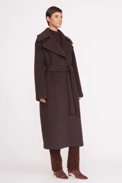 STAUD CARVER COAT DARK CHOCOLATE DARKCHOCOLATE Sale