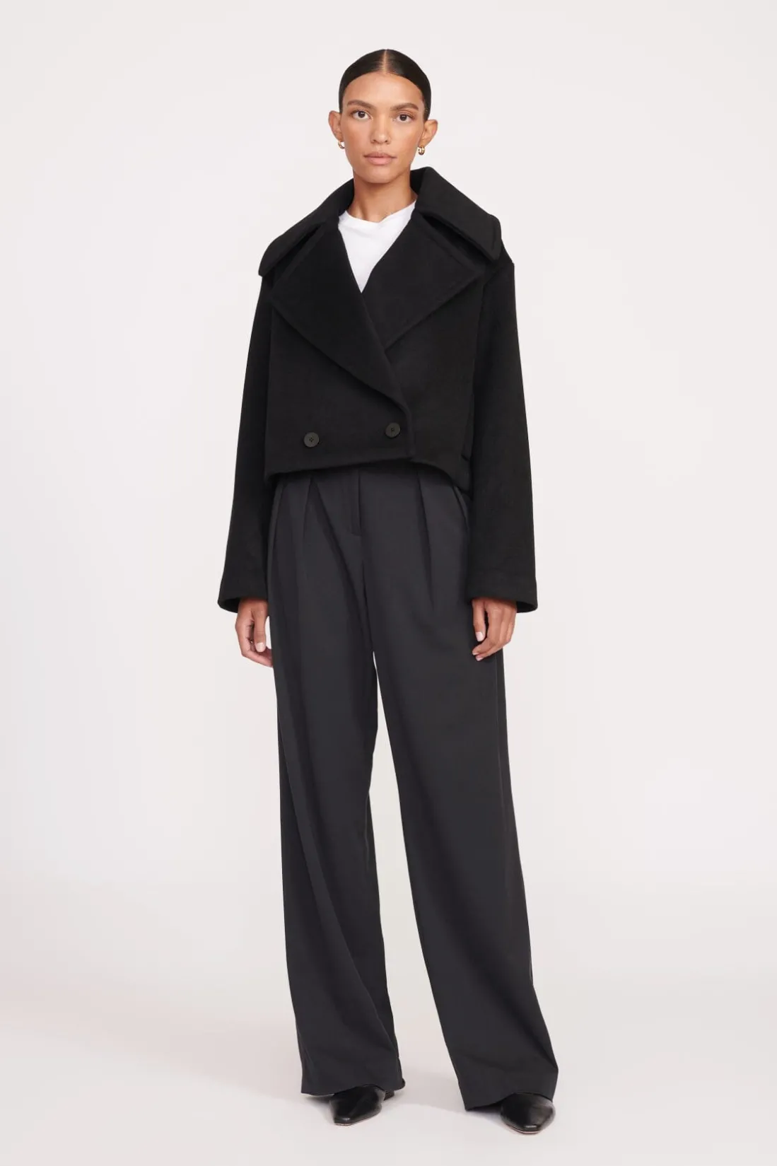 STAUD CARVER CROPPED COAT BLACK Sale