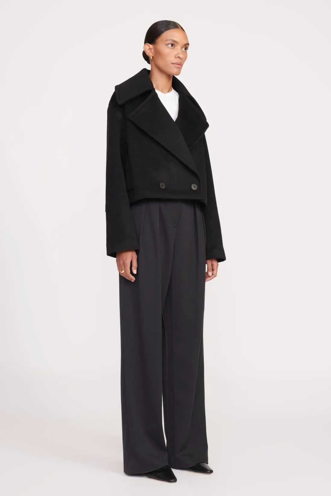 STAUD CARVER CROPPED COAT BLACK Sale