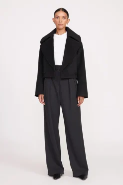 STAUD CARVER CROPPED COAT BLACK Sale