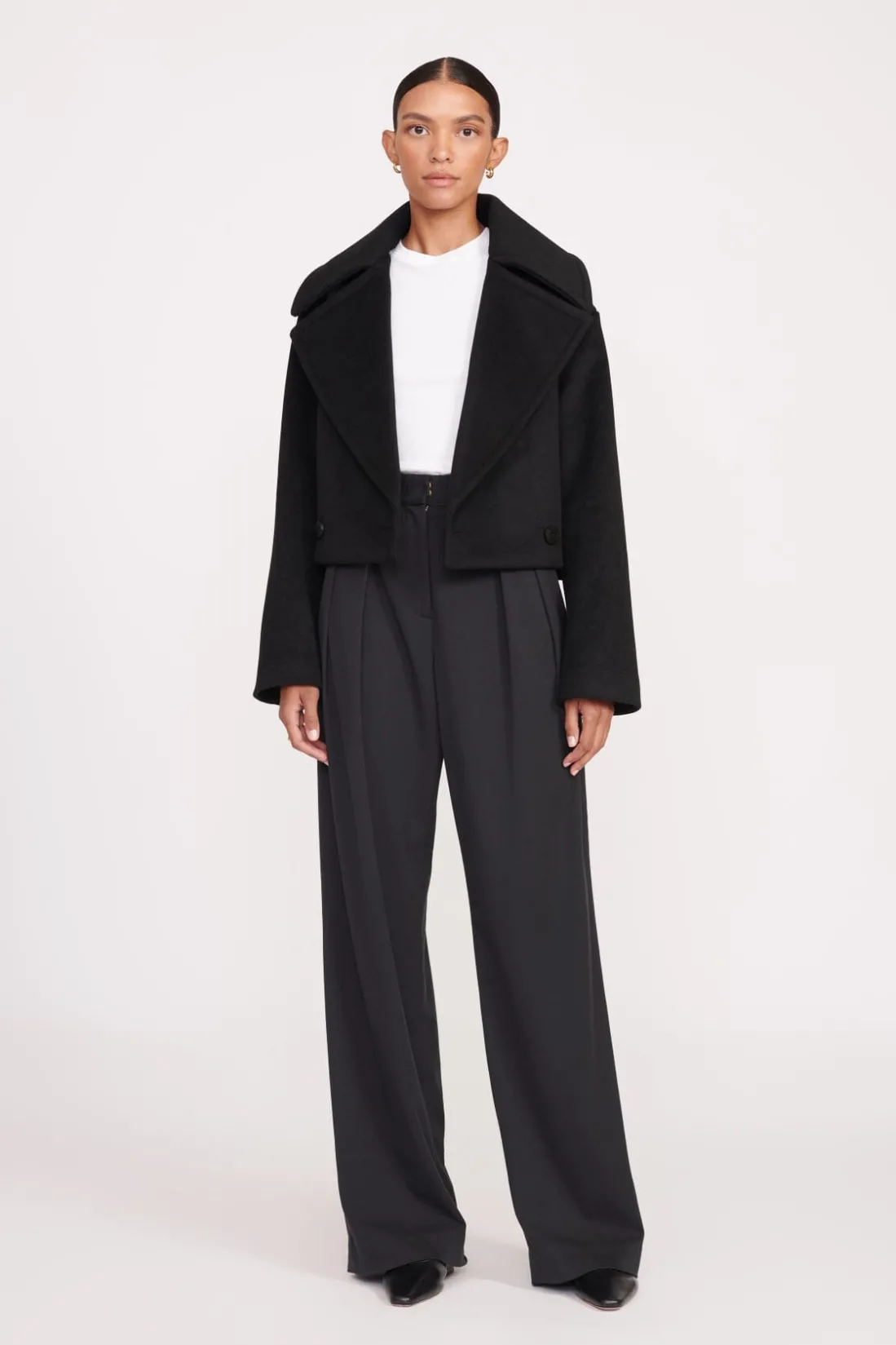STAUD CARVER CROPPED COAT BLACK Sale