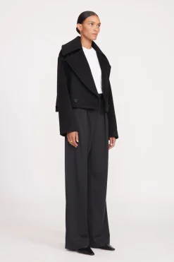 STAUD CARVER CROPPED COAT BLACK Sale