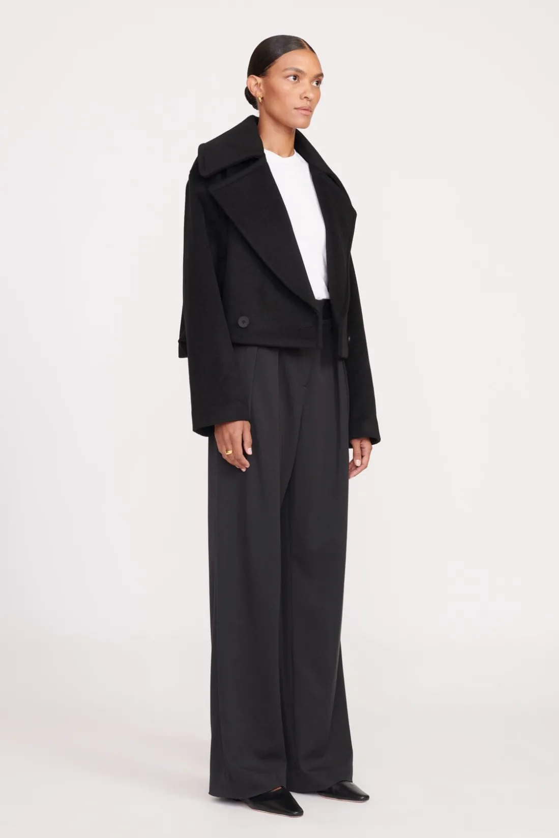 STAUD CARVER CROPPED COAT BLACK Sale