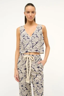 STAUD CATANIA TOP NAVY SCALLOP BLOCK PRINT NAVYSCALLOPBLOCKPRINT