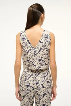 STAUD CATANIA TOP  NAVY SCALLOP BLOCK PRINT NAVYSCALLOPBLOCKPRINT