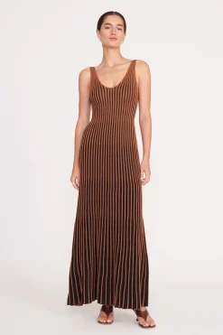 STAUD CLARETTA DRESS  TAN BLACK TANBLACK New
