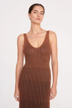 STAUD CLARETTA DRESS  TAN BLACK TANBLACK New