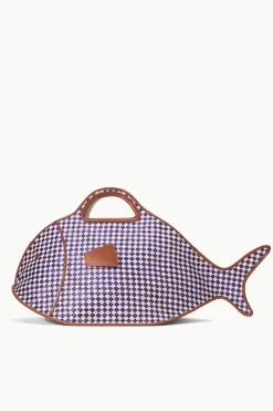 STAUD CLEO FISH BASKET TOTE COCONUT CHECK COCONUTCHECK Clearance