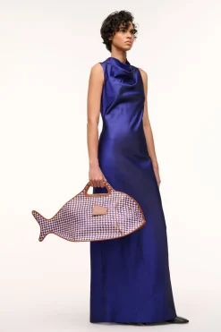 STAUD CLEO FISH BASKET TOTE  COCONUT CHECK COCONUTCHECK Clearance