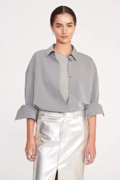 STAUD COLTON SHIRT  HEATHER GREY SUITING HEATHERGREY Sale