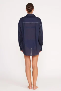 STAUD COLTON SHIRT  NAVY WHITE NAVYWHITE Clearance