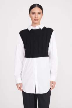 STAUD COOPER TOP  BLACK WHITE BLACKWHITE Hot