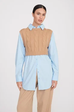 STAUD COOPER TOP  CAMEL FRENCH BLUE CAMELFRENCHBLUE Online