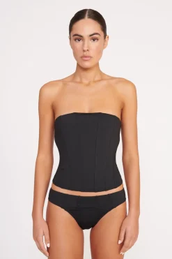 STAUD CORSAGE BIKINI BOTTOM   BLACK
