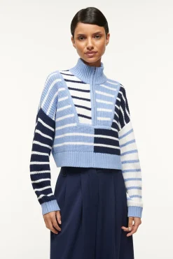 STAUD CROPPED HAMPTON SWEATER  ADRIATIC STRIPE ADRIATICSTRIPE New