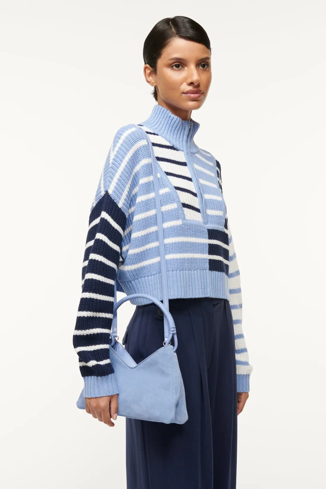 STAUD CROPPED HAMPTON SWEATER ADRIATIC STRIPE ADRIATICSTRIPE New