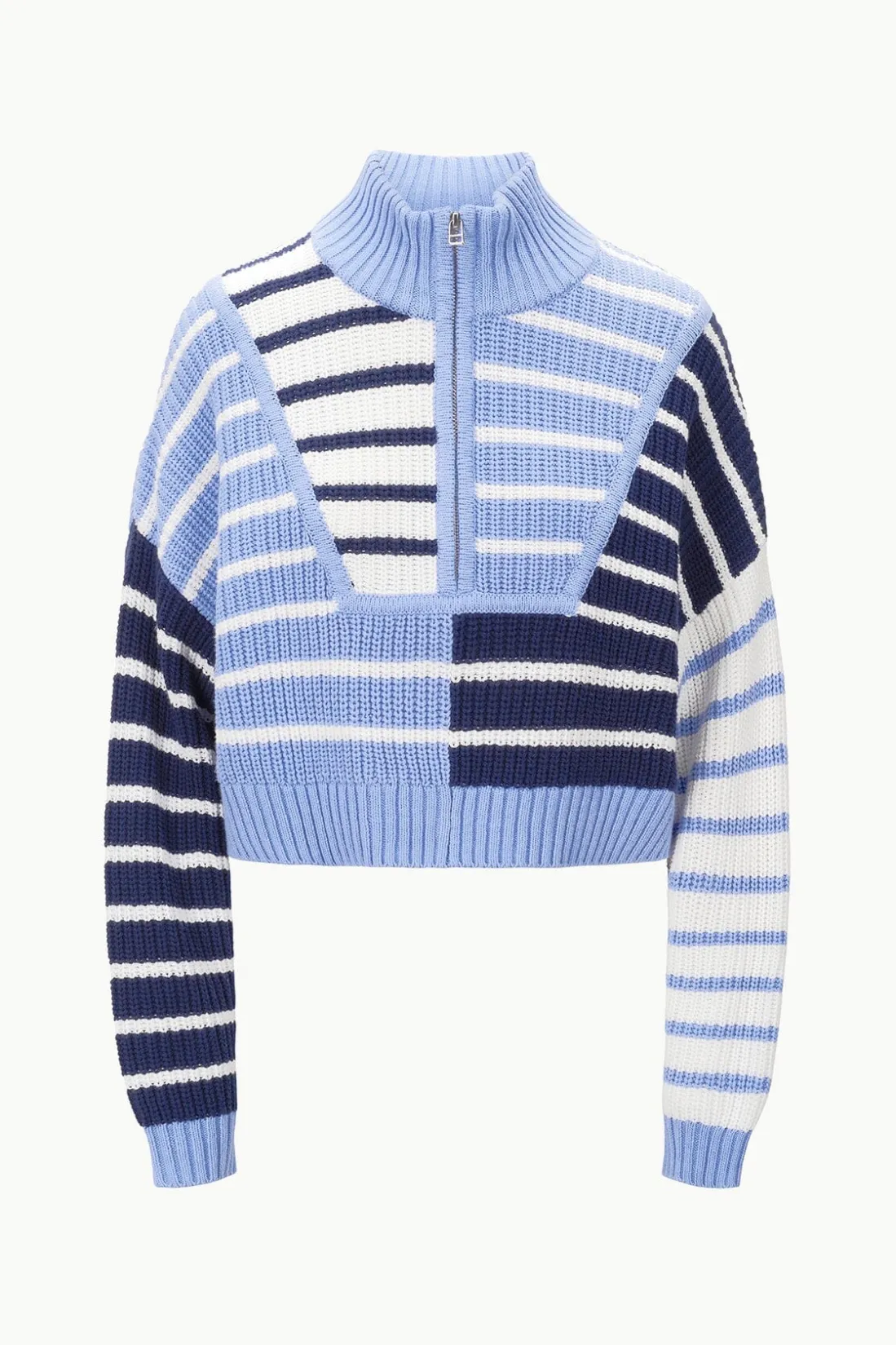 STAUD CROPPED HAMPTON SWEATER ADRIATIC STRIPE ADRIATICSTRIPE New