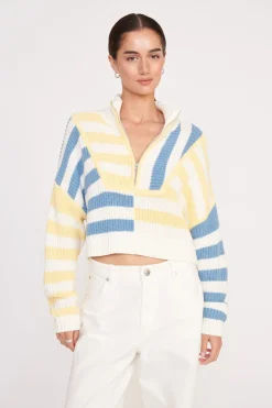 STAUD CROPPED HAMPTON SWEATER  BUTTERCUP SEASHORE STRIPE BUTTERCUPSEASHORESTRIPE Sale