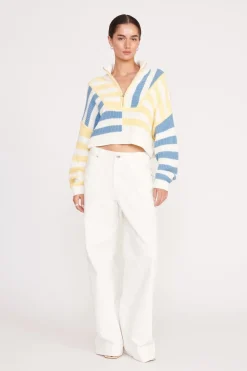 STAUD CROPPED HAMPTON SWEATER  BUTTERCUP SEASHORE STRIPE BUTTERCUPSEASHORESTRIPE Sale
