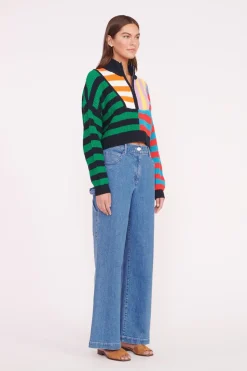 STAUD CROPPED HAMPTON SWEATER  CABANA STRIPE MULTI CABANASTRIPEMULTI Hot