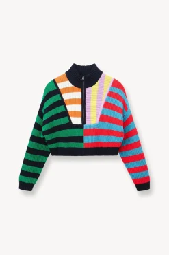 STAUD CROPPED HAMPTON SWEATER  CABANA STRIPE MULTI CABANASTRIPEMULTI Hot