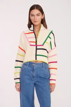 STAUD CROPPED HAMPTON SWEATER  CREAM RAINBOW MULTI CREAMRAINBOWMULTI Clearance